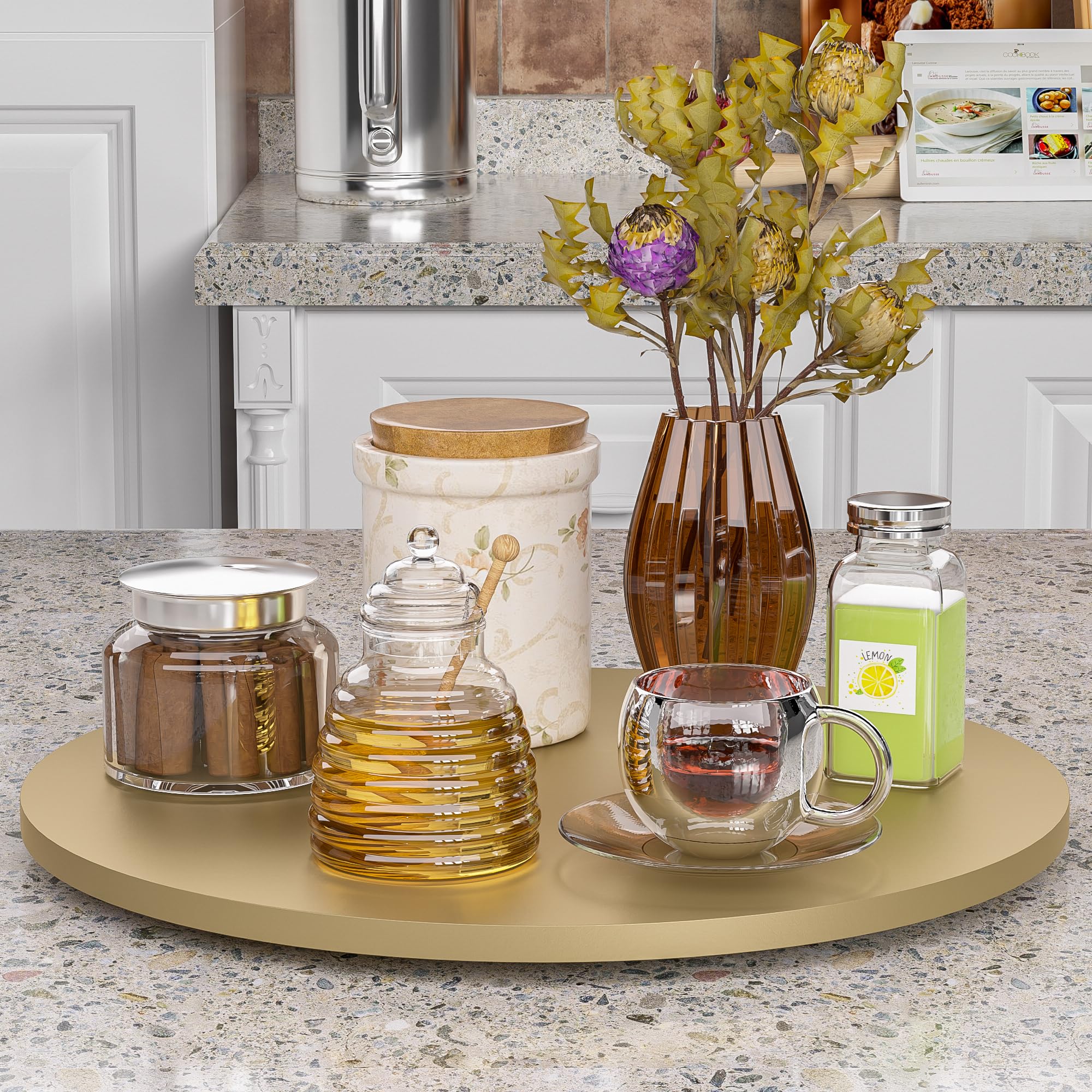 Greatseas Lazy Susan for Table Top Bamboo Lazy Susan Turntable for