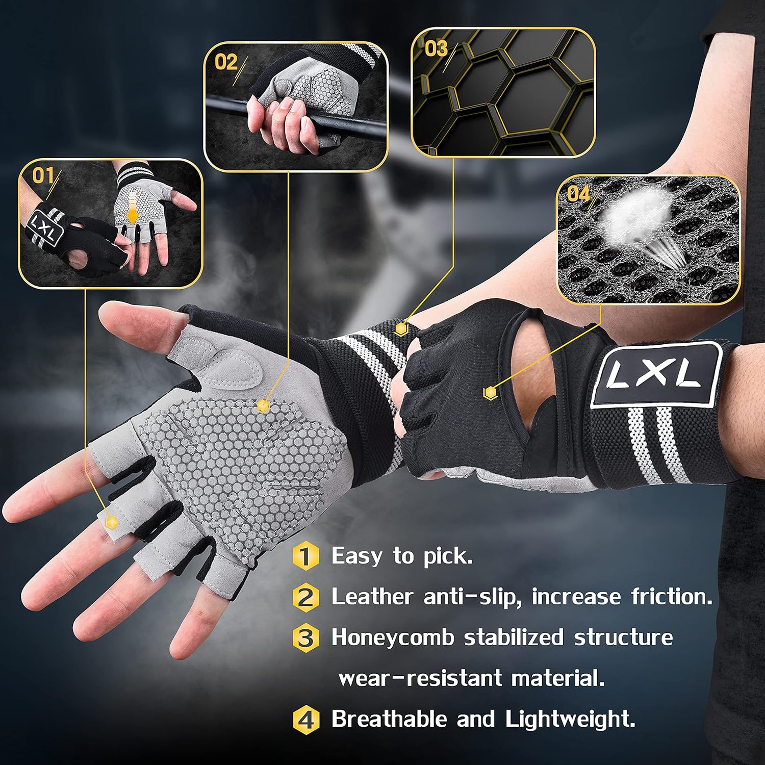 [Latest 2021] Breathable Workout Gloves Weight Lifting Gym Gloves with Wrist Wrap Support for Men Women, Full Palm Protection, for Weightlifting, Training, Fitness, Exercise Hanging, Pull ups : Sports & Outdoors