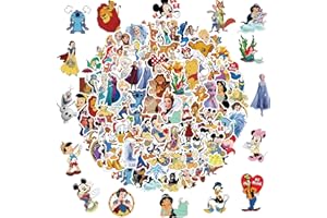 YONGAI 100Pcs Disney Cartoon Sticker for Kids, Cute Cartoon Princess Waterproof Vinyl Decal for Teen Girl Water Bottle Skateboard Notebook Phone Guitar Bike Helmet