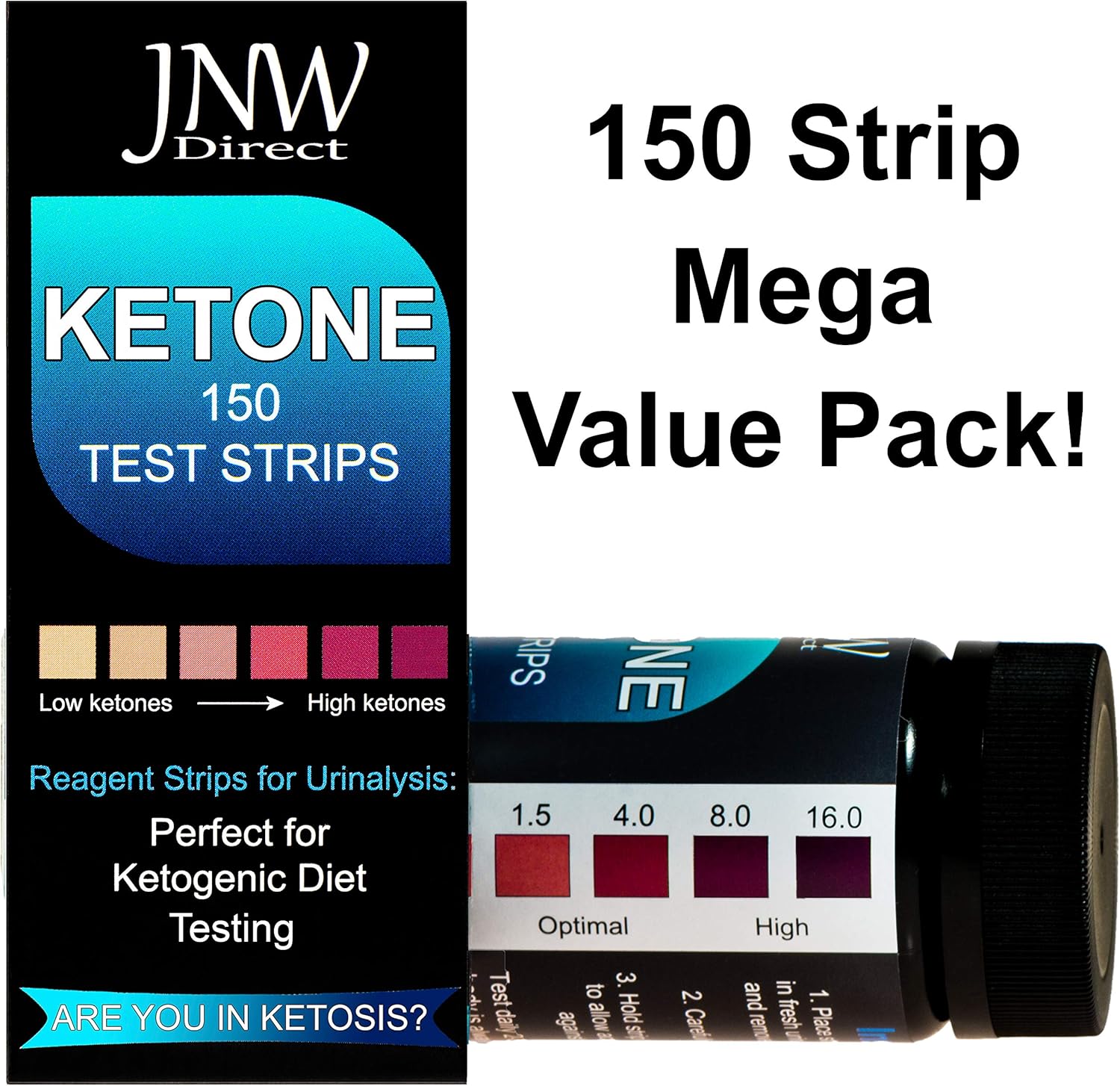 Ketone Test Strips, 150 Urinalysis Keto Test Strips for Testing Body Urine Ketosis Levels, Perfect Kit for Ketogenic and Weight Loss Diets, Free App & Ebook Included: Health & Personal Care