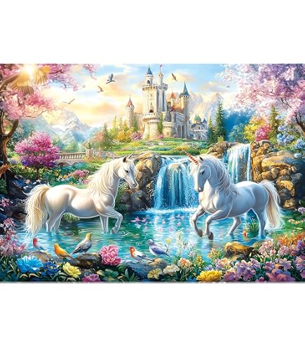 Amazon.com: SUNSOUT INC - Castle Unicorns - 1000 pc Jigsaw Puzzle