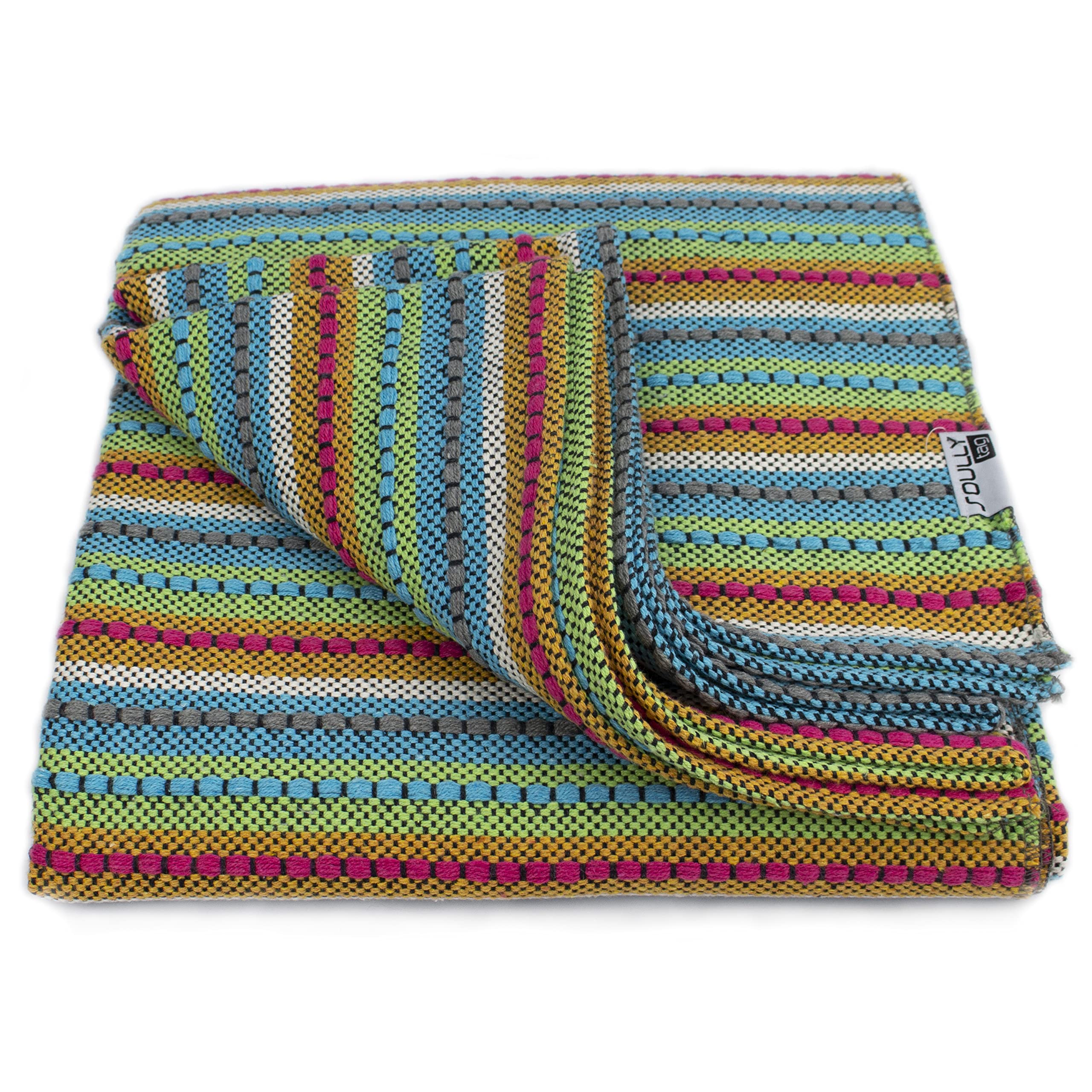 Leather Nut 100% Cotton Blanket Throw Over Sofa Cover - Multipurpose Beach Gym Yoga Travel Camping Picnic Mat - Multifuncional Outdoor Hardwearing Fabric Blanket (PGB London Partys)