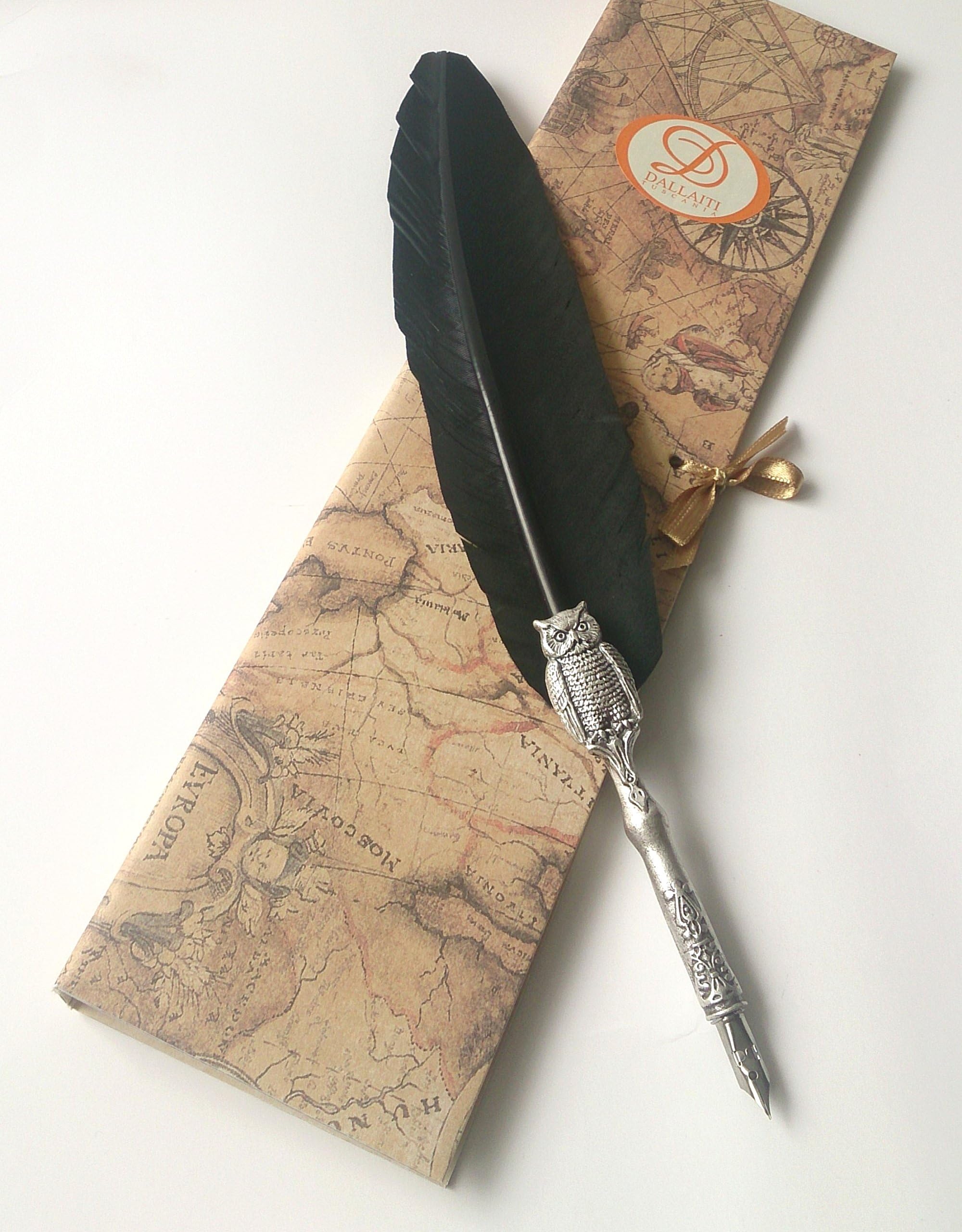 Calligraphy nib with metal tip decorated with owl