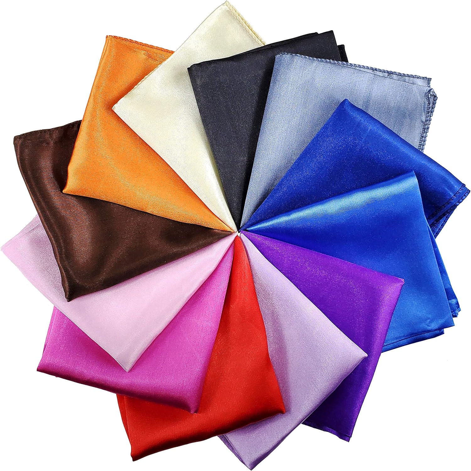 LilMents 12 Mixed Designs Small Square Satin Womens Neck Head Scarf Scarves Bundle Lot Set (Set B) at  Women’s Clothing store