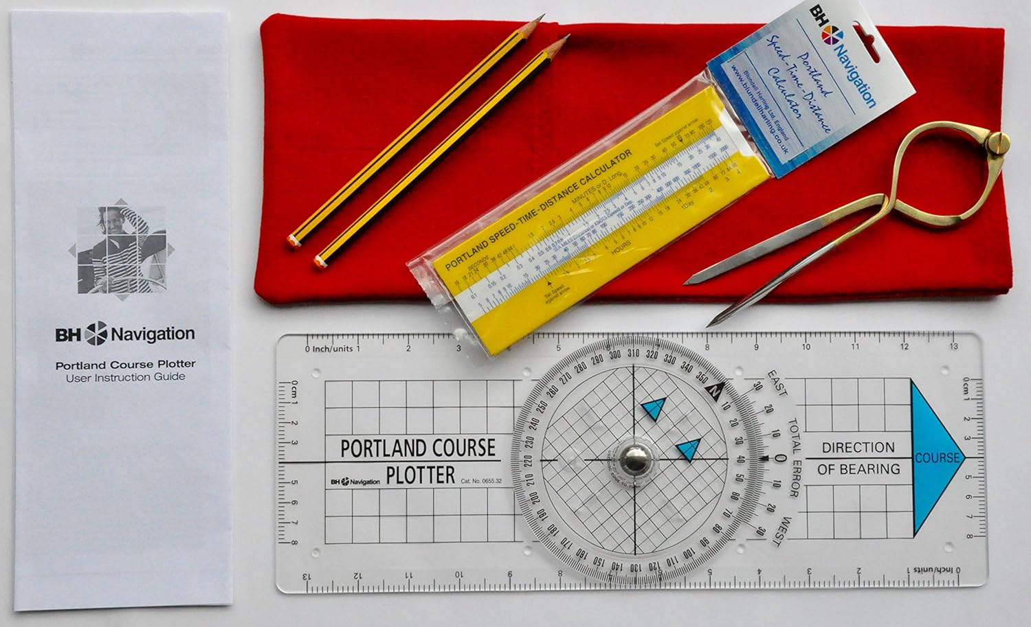 Portland Course Plotter & 7" Dividers Kit Navigational & Chart Work