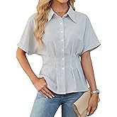 BMJL Women's Button Down Peplum Blouse