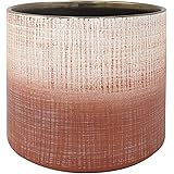 Amazon Brand – Rivet Rustic Stoneware Crosshatch Indoor Outdoor Flower Plant Pot, 6.25"H, Coral