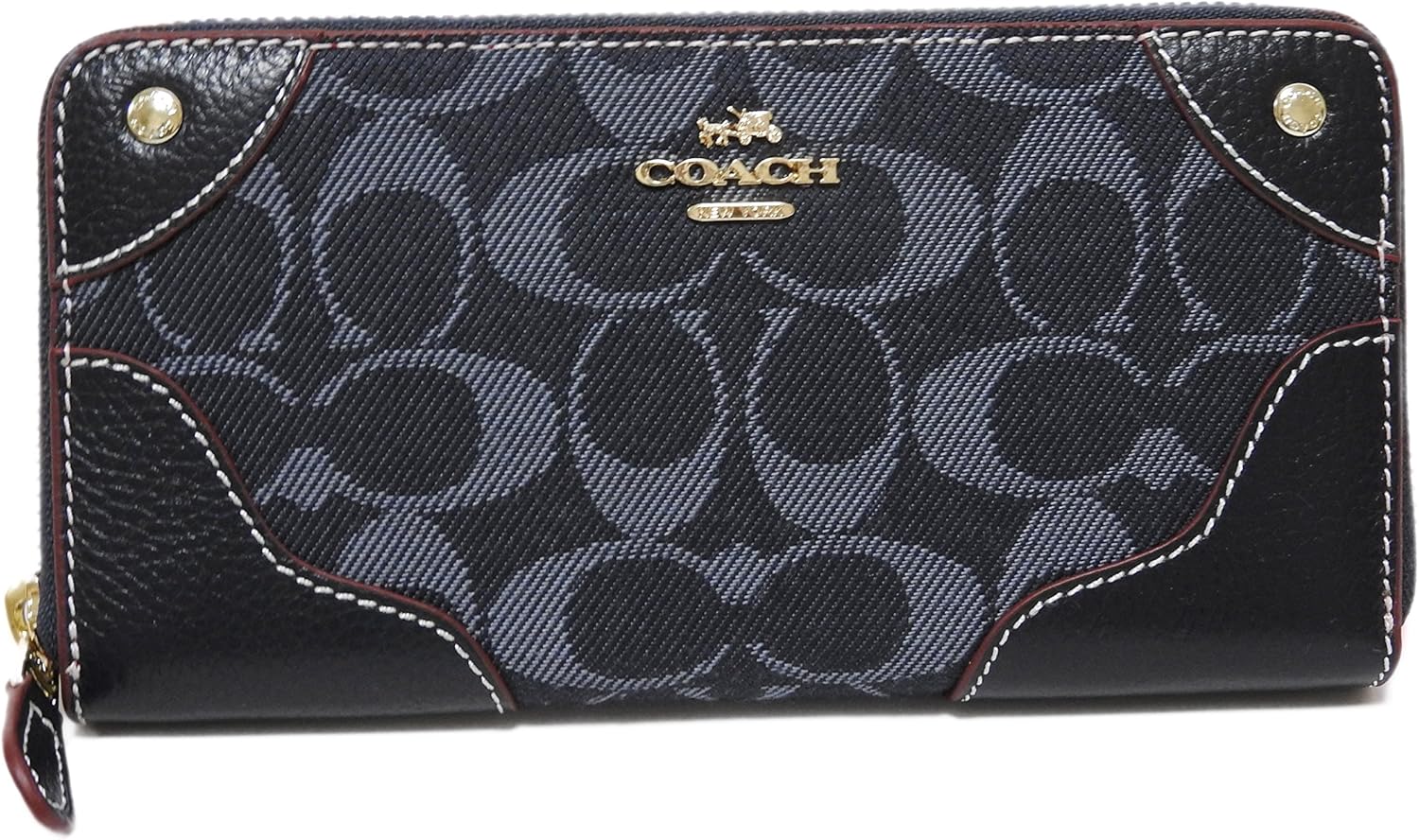 Amazon コーチ Coach 財布 アウトレット F デニムレザー アコーディオン ジップアラウンド長財布 ミッドナイトブルー 並行輸入品 Coach コーチ 財布