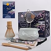 Joyscale Matcha Whisk Set, Matcha Set Whisk And Bowl, 9 Pcs Matcha Kit Set(Relief Mountain Design), 18 OZ, Japanese Matcha Tea Set, Matcha Making Kit Gifts for Tea Lovers(Sky Blue)