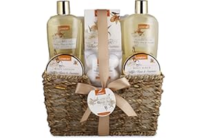 LOVERY Christmas Home Spa Gift Basket - White Rose & Jasmine - Luxurious 11pc Bath & Body Set For Men & Women, Contains Shower Gel, Bubble Bath, Body Lotion, Scrub, Bath Salt, 4 Bath Bombs, Loofah & Basket