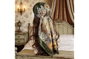 1 Pack Square Satin Hair Scarf for Women,Silk Feeling Bandana Scarf,Lightweight Satin Head Scarf for Daily Wear（Military Gree
