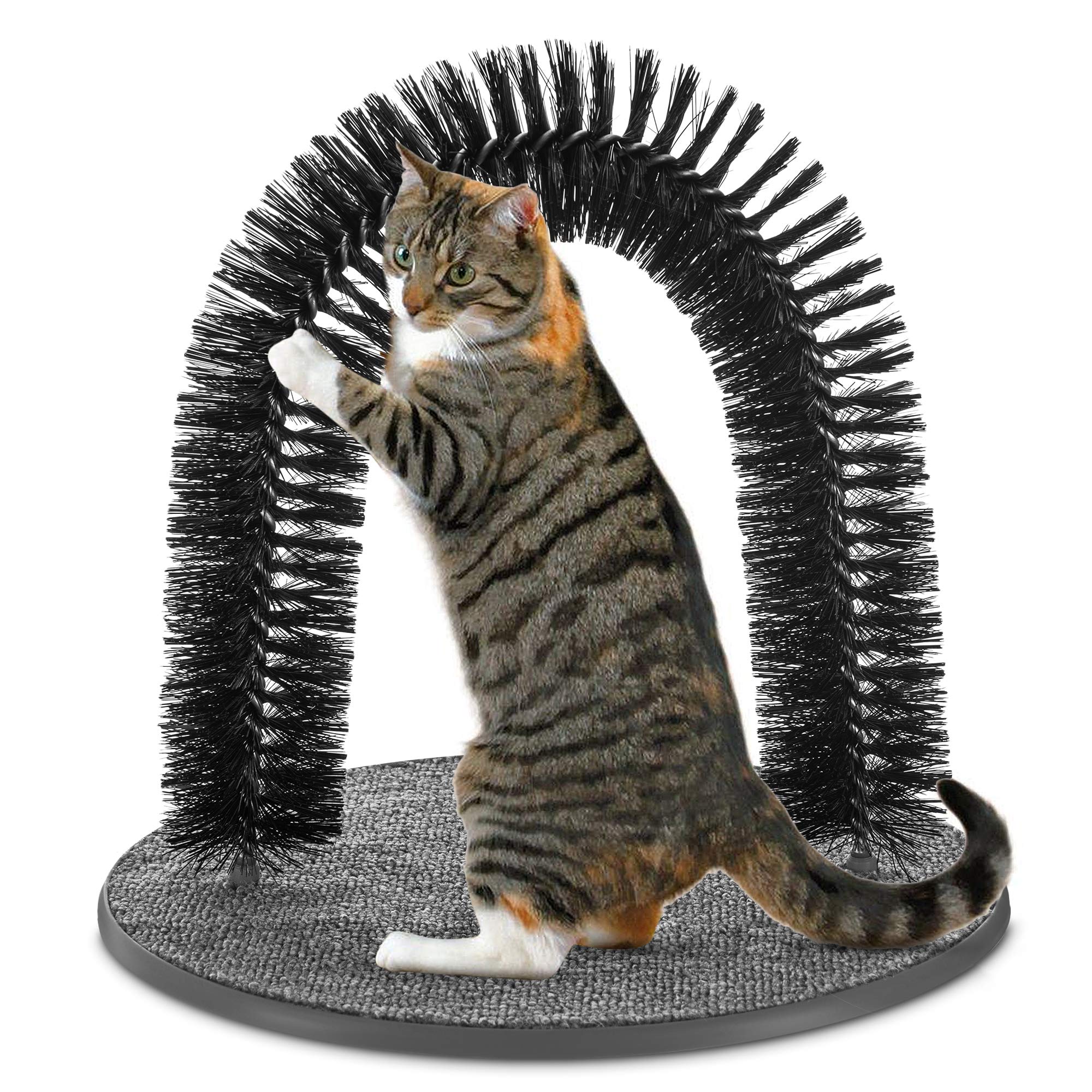 FiNeWaY Cat Scratch Arch Kitten Massaging Scratching Scratcher Pet Arch Self Grooming Groomer Shedding Soft De- shedding Bristles Play Post Sisal Nip With Catnip - No More Hair Balls And Shedding