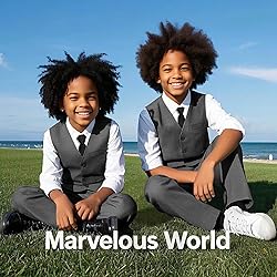 Marvelous World Boys' 5-Piece Formal Vest Suit