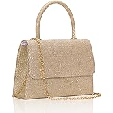 Larcenciel Women's Evening Handbags, Glitter Top Handle Evening Clutch Purse w/Chain for Party Prom Wedding Cocktail Club
