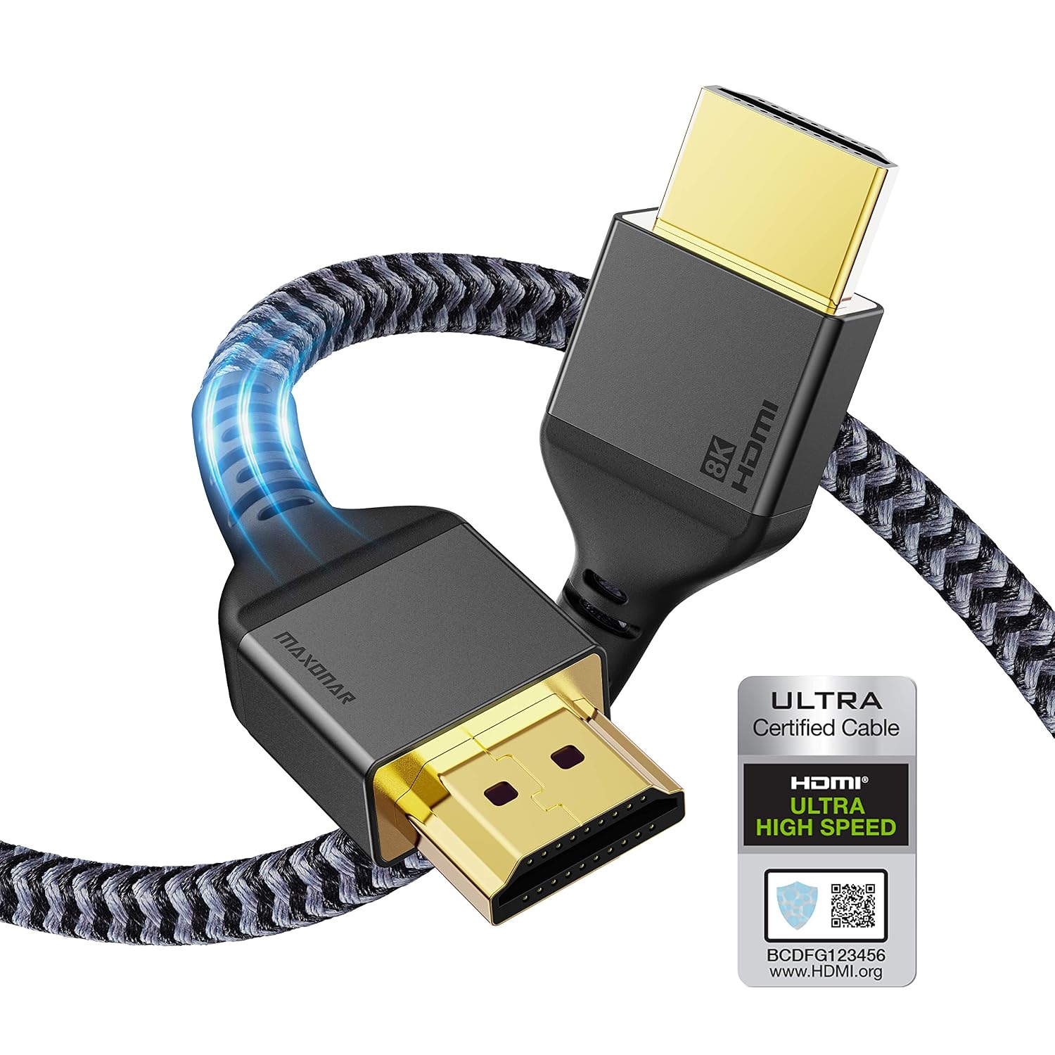 10K 8K Ultra High Speed HDMI® Cable 2m,Maxonar (Certified) Ultra HD 48Gbps @120Hz 4K@120Hz eARC RTX 3090 HDR10 4:4:4 HDCP 2.2&2.3 Dolby Compatible with PS5,Xbox Series X,Roku/Sony/LG TV