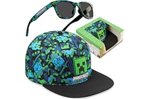Get Trend Minecraft | Fortnite | Super Mario | Spongebob Boys Baseball Cap Sunglasses Sets, Adjustable Hat 100% UV Shades