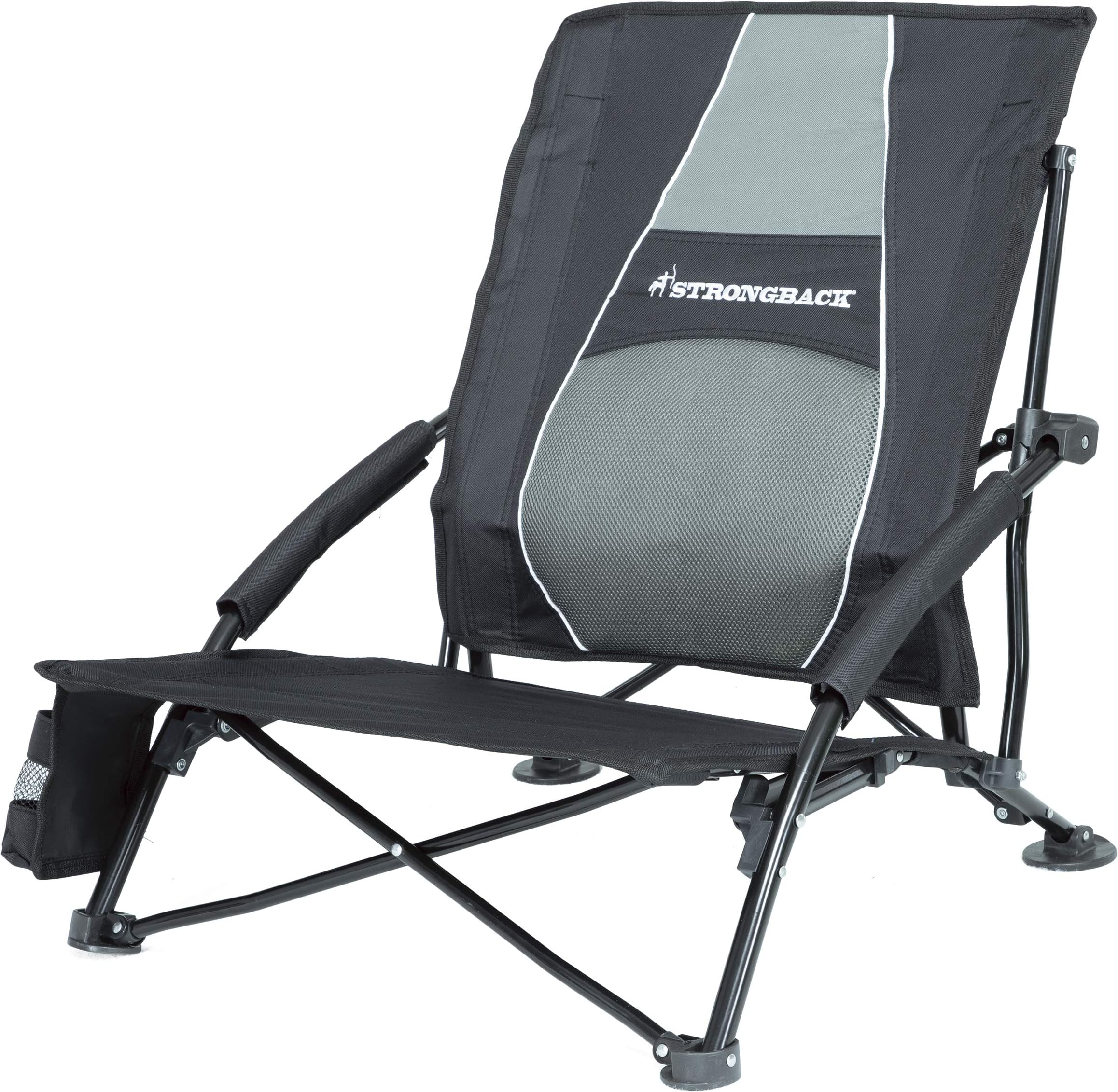 STRONGBACK Low Gravity Beach Chair Heavy Duty Portable Camping and Lounge Travel Outdoor Seat with Built-in Lumbar Support