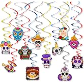 BDDYYI 12Pcs Day of the Dead Hanging Swirls Dia de Los Muertos Decor | Sugar Skull Flowers Day of The Dead Decorations Dia de los Muertos Halloween Birthday Mexican Theme Party Supplies