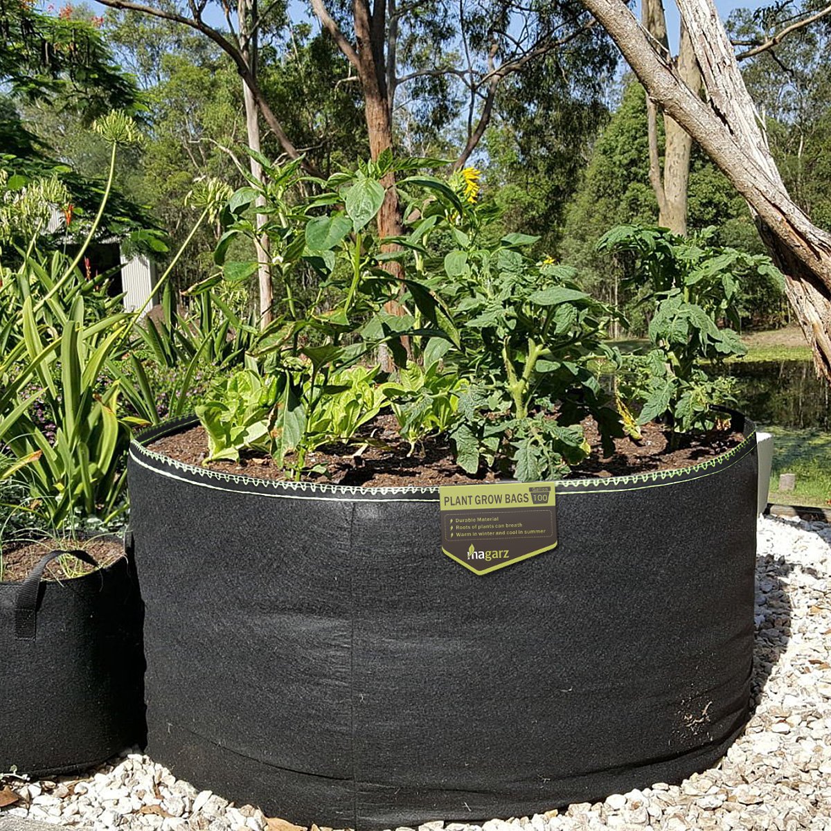 Magarz Fabric Flower Pots Garden Felt Grow Bags with handle (100 Gallon