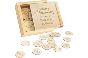 STOFINITY Happy 3 Year Anniversary Wood Gifts for Him Her - 3rd Wedding Gifts Anniversary for Couple, Third Marriage Anniversary for Husband Wife, Three Years Dating Anniversary Date Night Activities