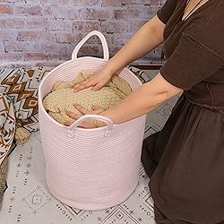 XUANGUO Cotton Rope Laundry Basket Hamper for Girls