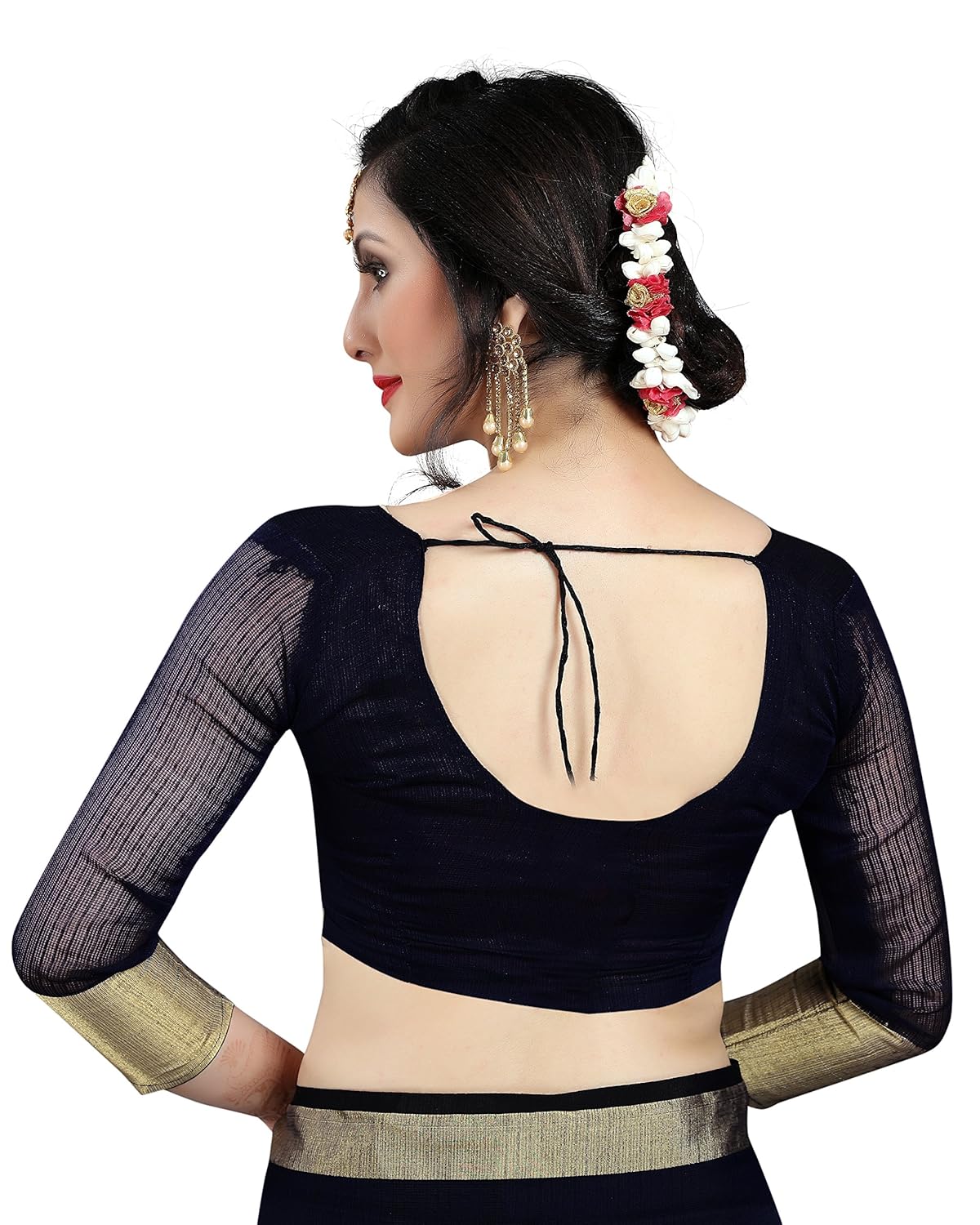 perfectblue women's cotton silk saree with blouse piece (doriyacotton)