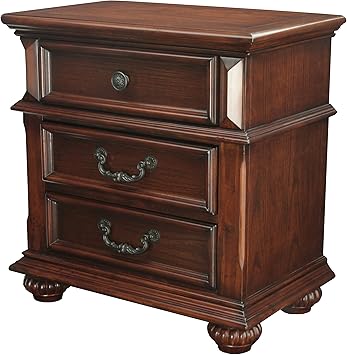 Amazon Com Homes Inside Out Iohomes Prompe 3 Drawer Nightstand Antique Dark Oak Furniture Decor