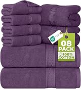 Utopia Towels 8 Piece Set Plum 100% Cotton Bath Hand Washcloths