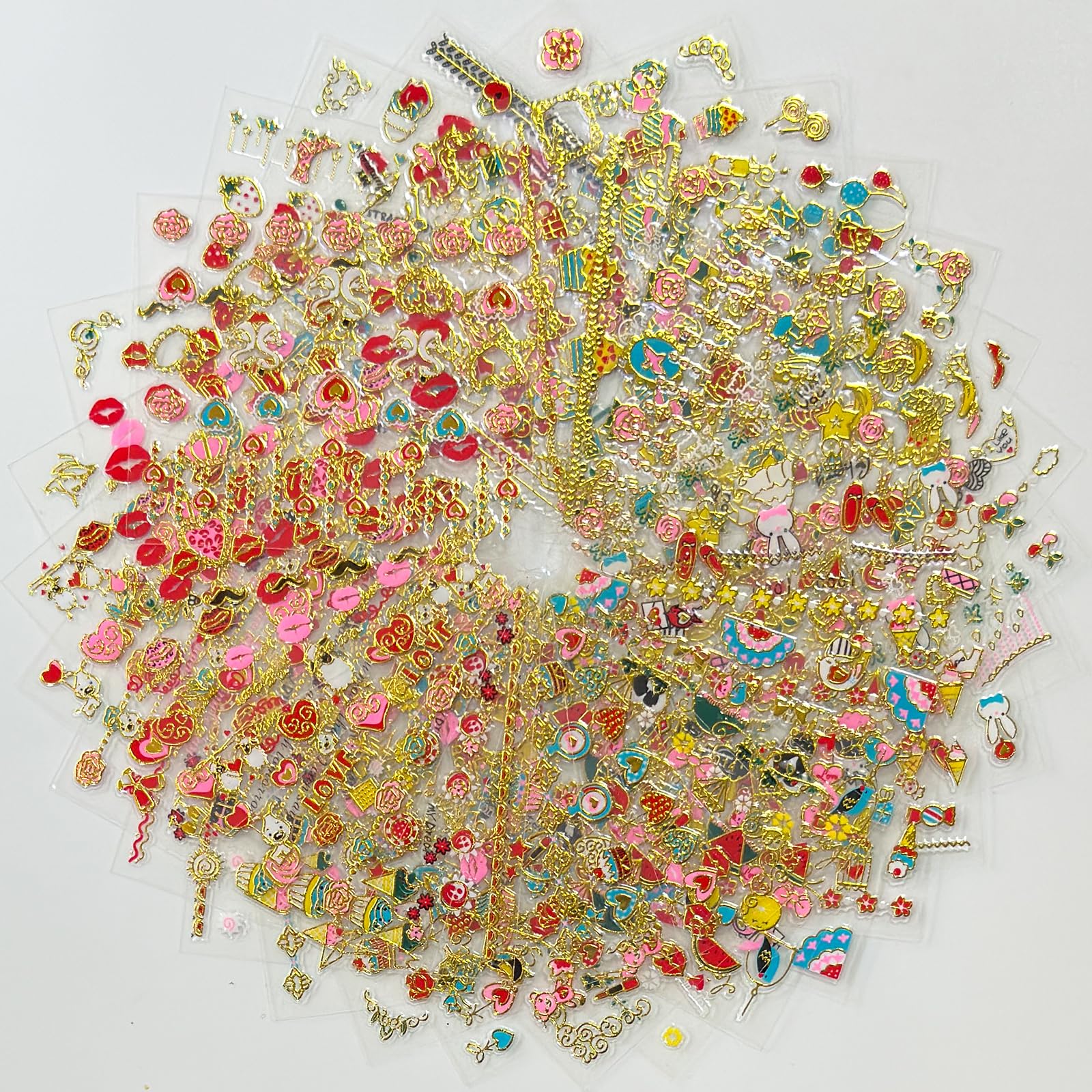 30 Sheets Valentine's Day Nail Art Stickers Red Heart Nail Decals 3D Self-Adhesive Rose Lip Kiss Nail Supplies DIY Acrylic Nails Decoration Accessories for Women and Girls - Image 2