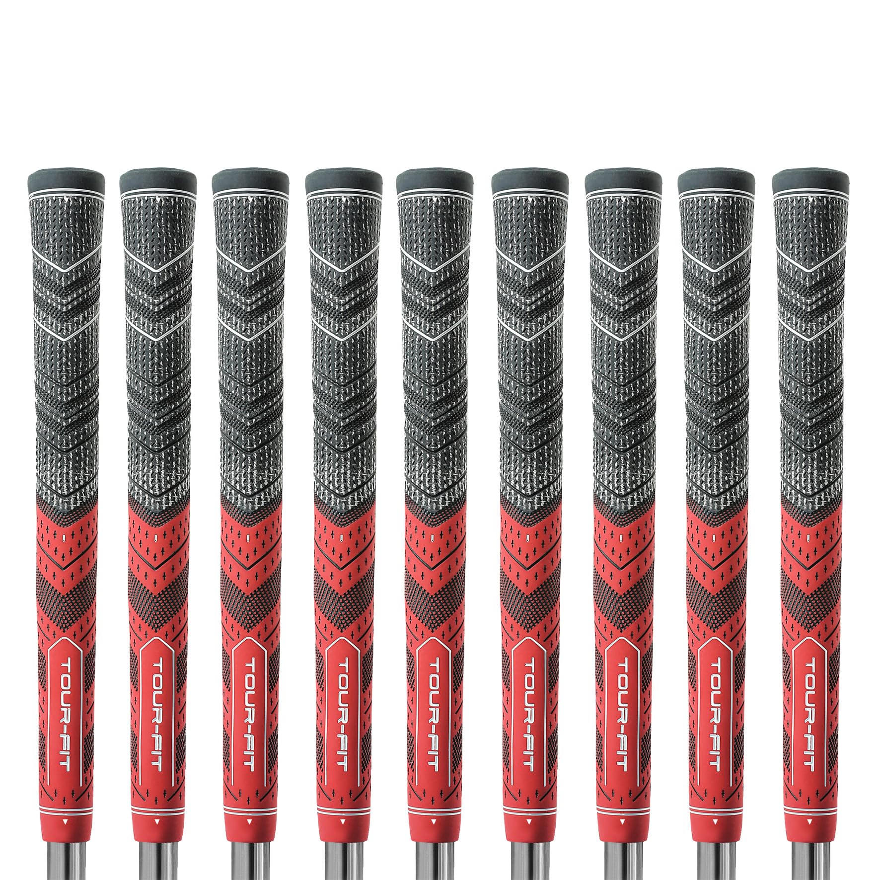 Golf Grip Tour Fit Dual Compound Premium Half Cord Golf Grips Standard Midsize Golf Grips with Golf Tape Set of 1/3/6/9/13 (Midsize, Black/Red set of 9)