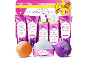GEBEATY Christmas Gifts for Women,Stress Relief & Relaxing Body Wash Bath Set,Vanilla Home Spa Basket Gifts Set for Woman Mom Wife Her Sister,Unique Self Care Womens Gift ,Birthday Secret Santa Gifts Women