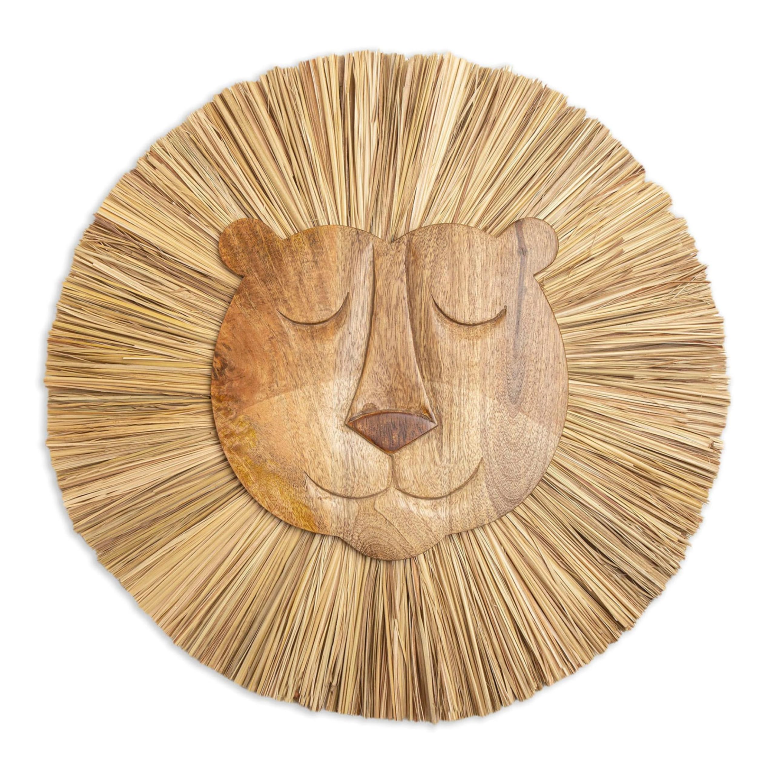 Photo 1 of Crane Baby Handmade Wood Animal Safari Wall Art for Nursery Decor, Boho Jungle Theme, for Boys and Girls Lion 21L X 21W Brown