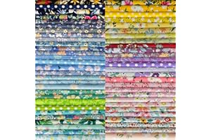 LENAILIN 50pcs5x 5 inches Multicolor Cotton Fabric Bundle Squares for Quilting Sewing, Precut Fabric Squares for Craft,Floral