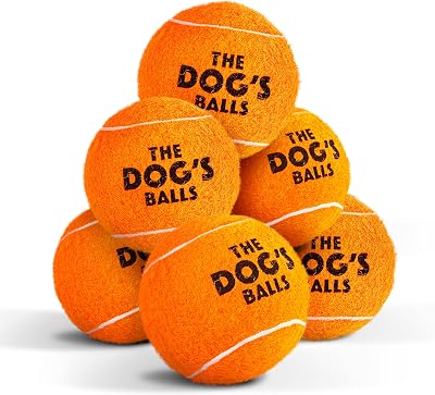 The Dog's Balls Dog Tennis Balls Orange Medium 6-Pack Non-Abrasive Felt
