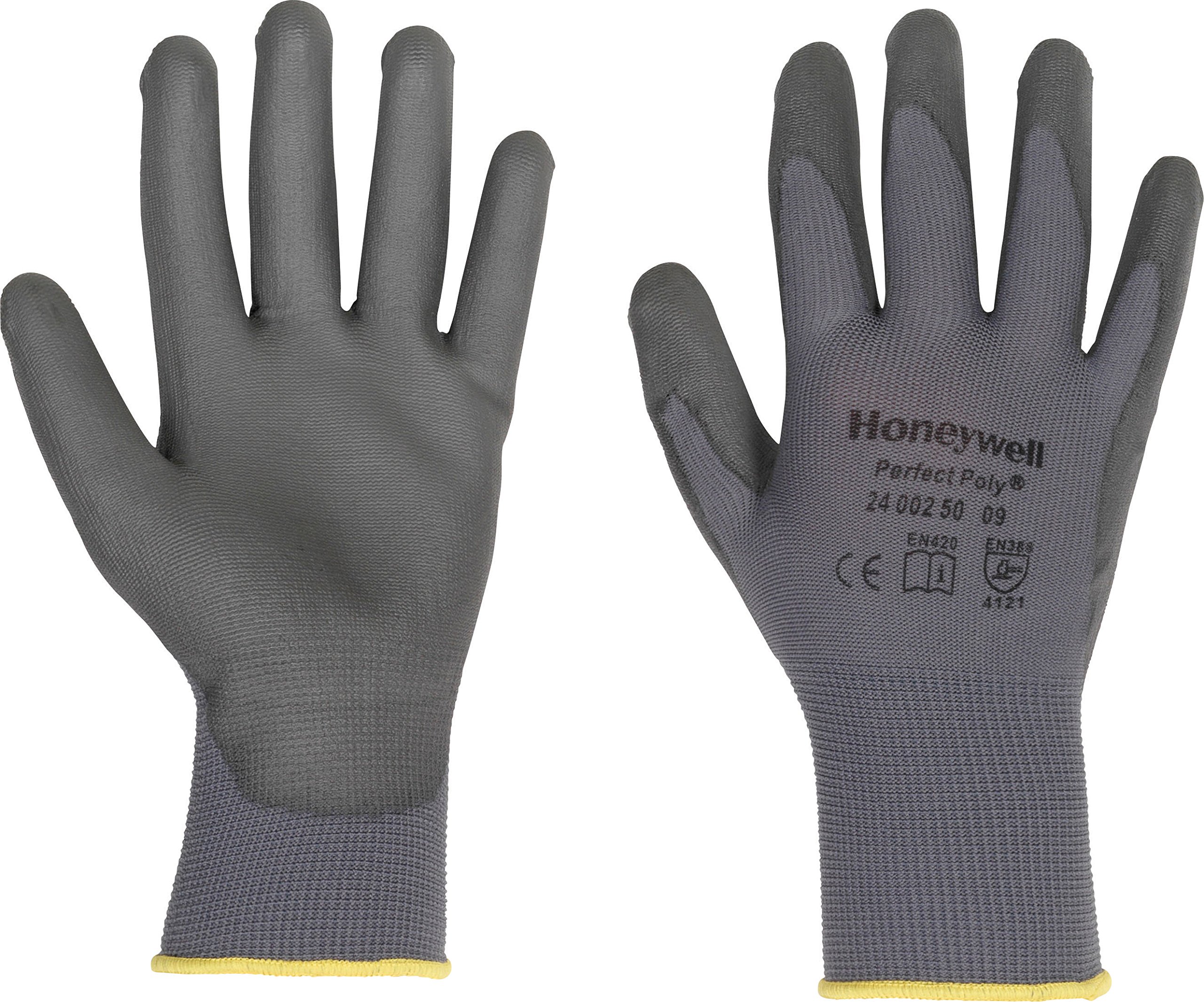 Honeywell 2400250-11 Perfect Poly Grey Polyamide Knitted Gloves for Fine Handling, PU Coating, Gauge 15, 25 cm Length, Size 11 (Pack of 10 Pairs)