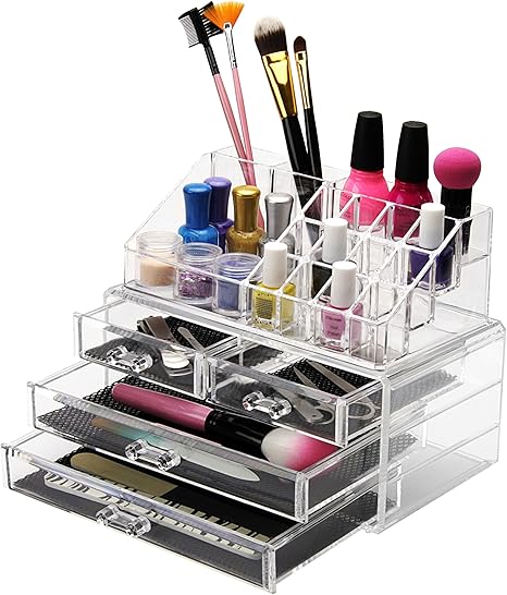 Amazon 55 化粧収納ボックス メイクケース コスメ収納スタンド 引き出し小物 化粧品入れ 透明色 Byt メイクボックス 通販