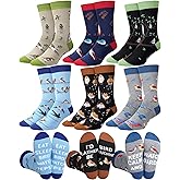 Bonuci 6 Pairs Birds Socks for Men Fun Novelty Casual Crew Dress Socks for Crazy Bird Watcher Nerd Bird Lovers Father Dad Coworker Staff Boss Birthday Gifts