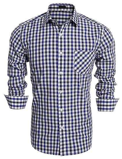 Burlady Herren Hemd Regular Fit Trachtenhemd Langarm Kariert Kentkragen Karohemd Freizeithemd Für Oktoberfest Männer