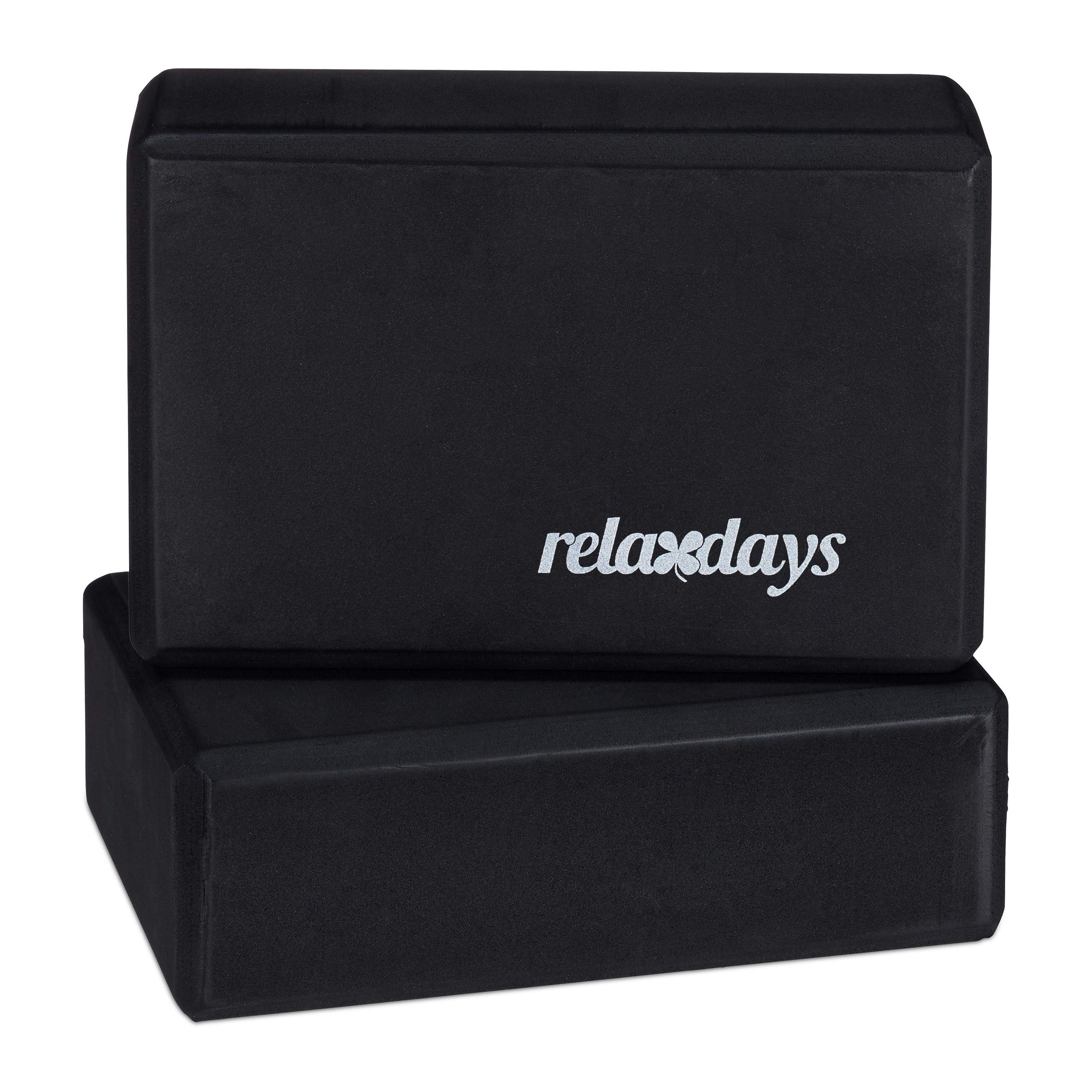 Relaxdays Set of 2 Hard Foam Blocks to Practice Yoga, Non-Slip, HWD 8x23x15 cm, Black