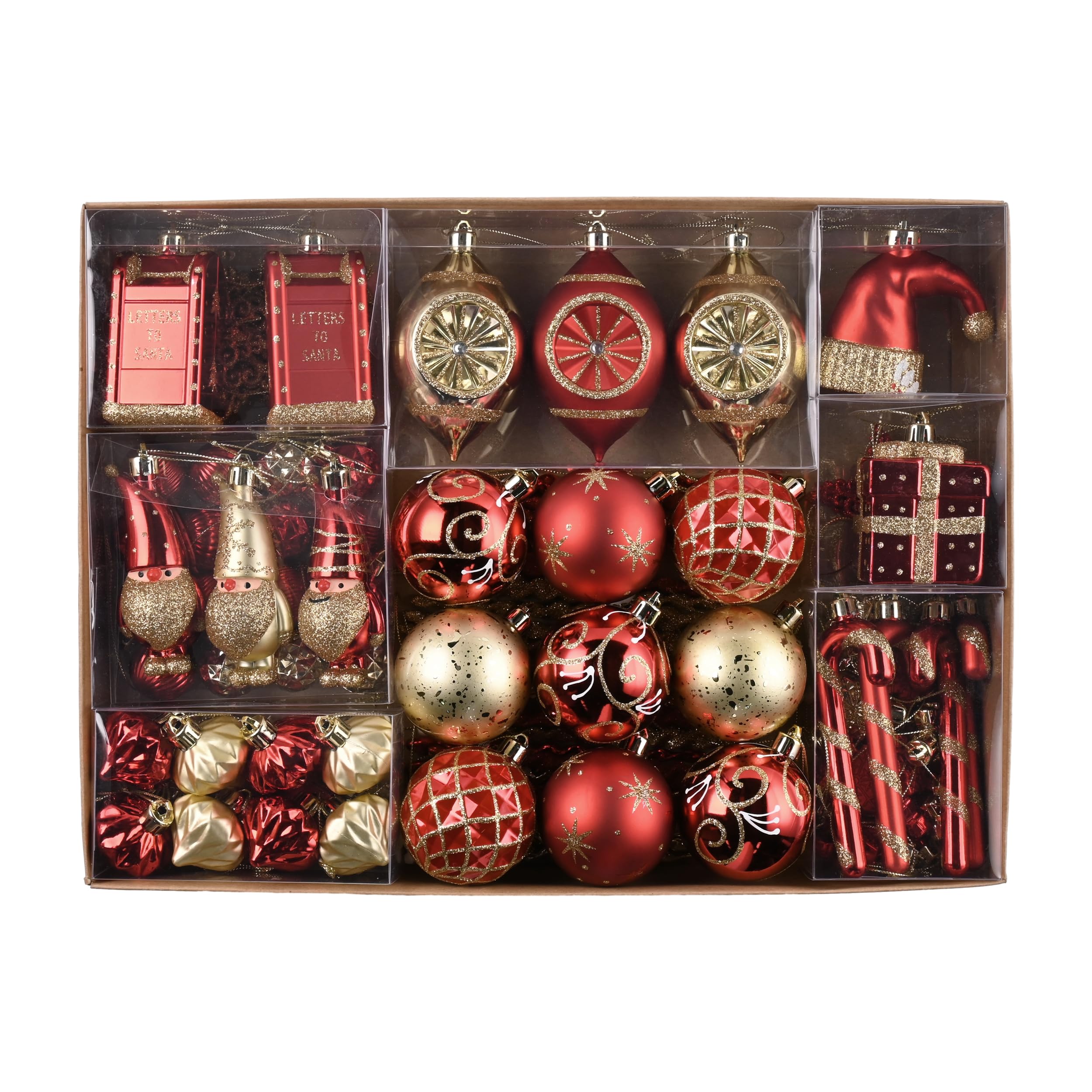 Valery Madelyn Christmas Tree Decorations Christmas Baubles Red Gold 100pcs Shatterproof Baubles for Tree Balls Ornaments for Traditional Xmas Decoration（Large）