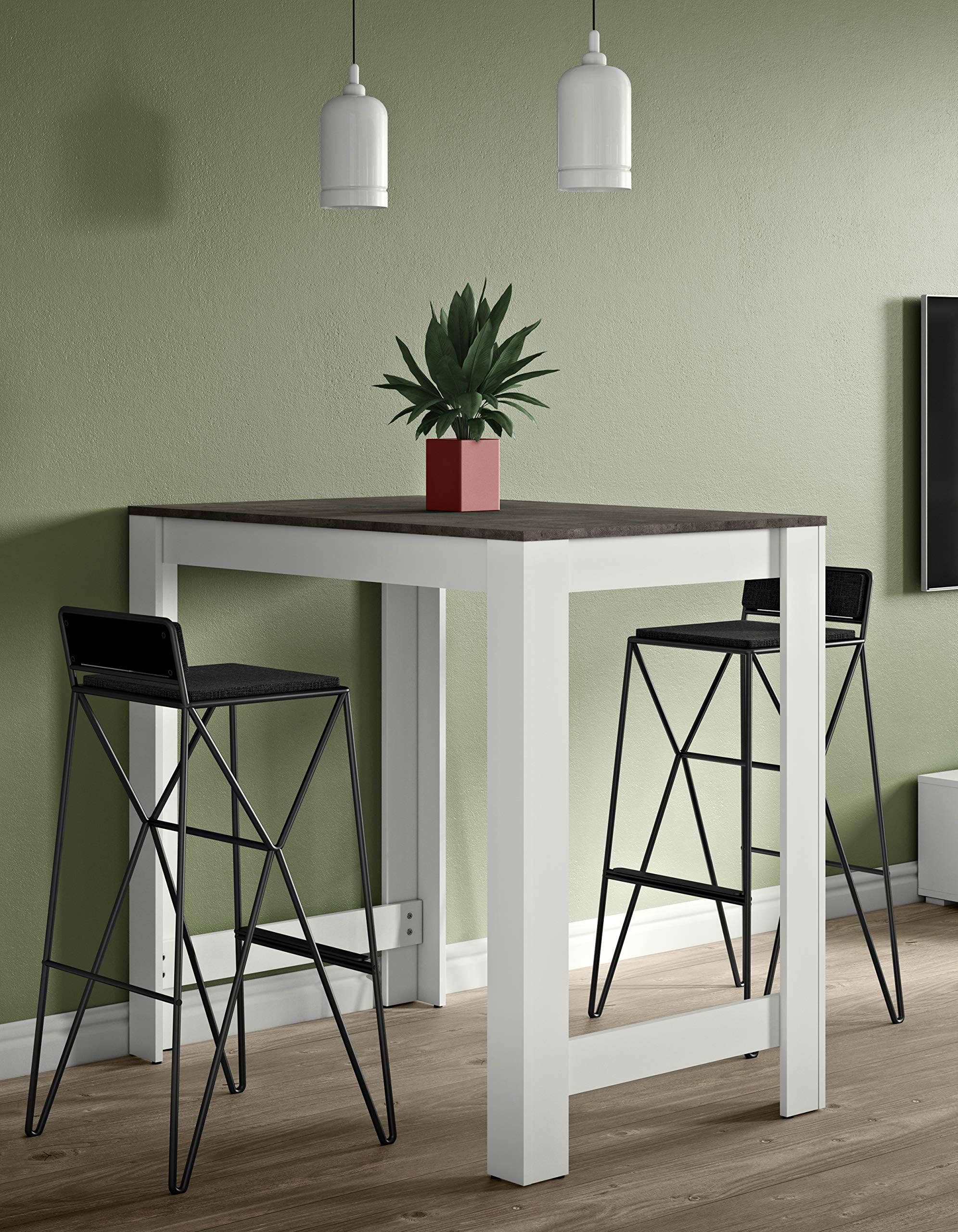 Symbiosis Sullens 110 Bar Table, White/Cement, 110 x 70 x 102 cm