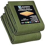 Premium Canvas Tarp 2 Pack, 6 x 8 ft, 14oz. Heavy