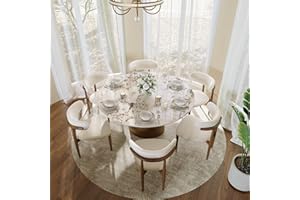 POVISON Round Dining Table for 4-6, 60" Glossy White Sintered Stone Tabletop Dining Table with Bronze Carbon Steel Pedestal, 