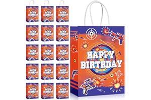 Dianelhall 16 Pieces Dart Party Supplies Bags, Game Dart Birthday Party Favors Game Gun Birthday Theme War Gift Treat Bags, for Themed Favor Decoration