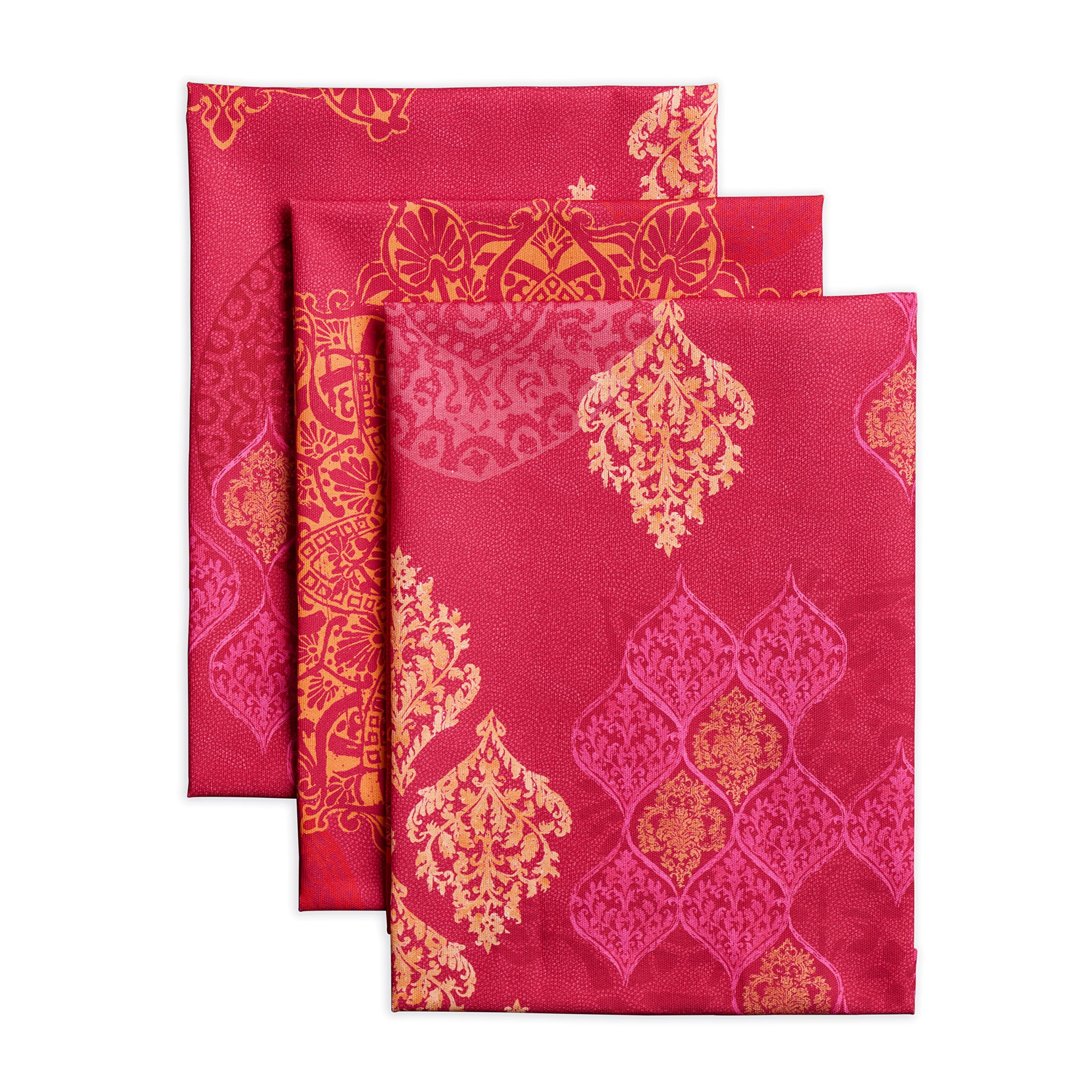 Maison d' Hermine Kitchen Towels Set of 3 100% Cotton 70 CM x 50 CM Reusable Cloth Tea Dish Towels Absorbent with Hanging Loop for Kitchen Dining Christmas Decorations (Versailles)