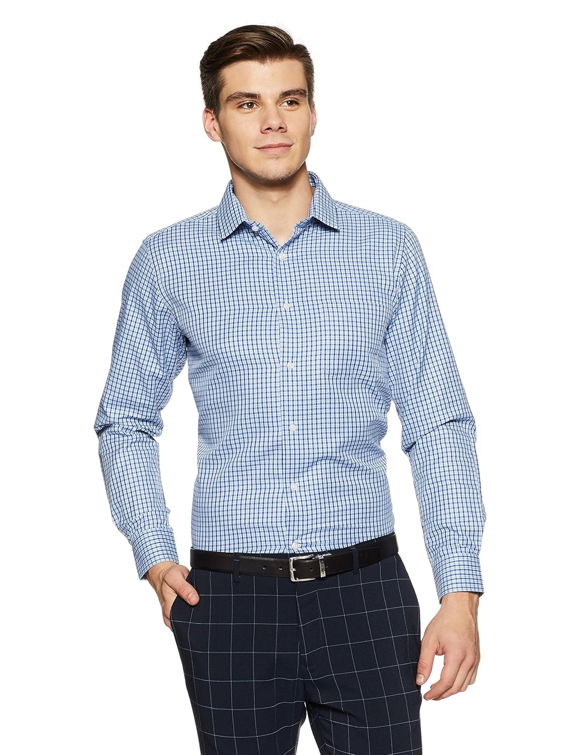 peter england men's solid slim fit formal shirt