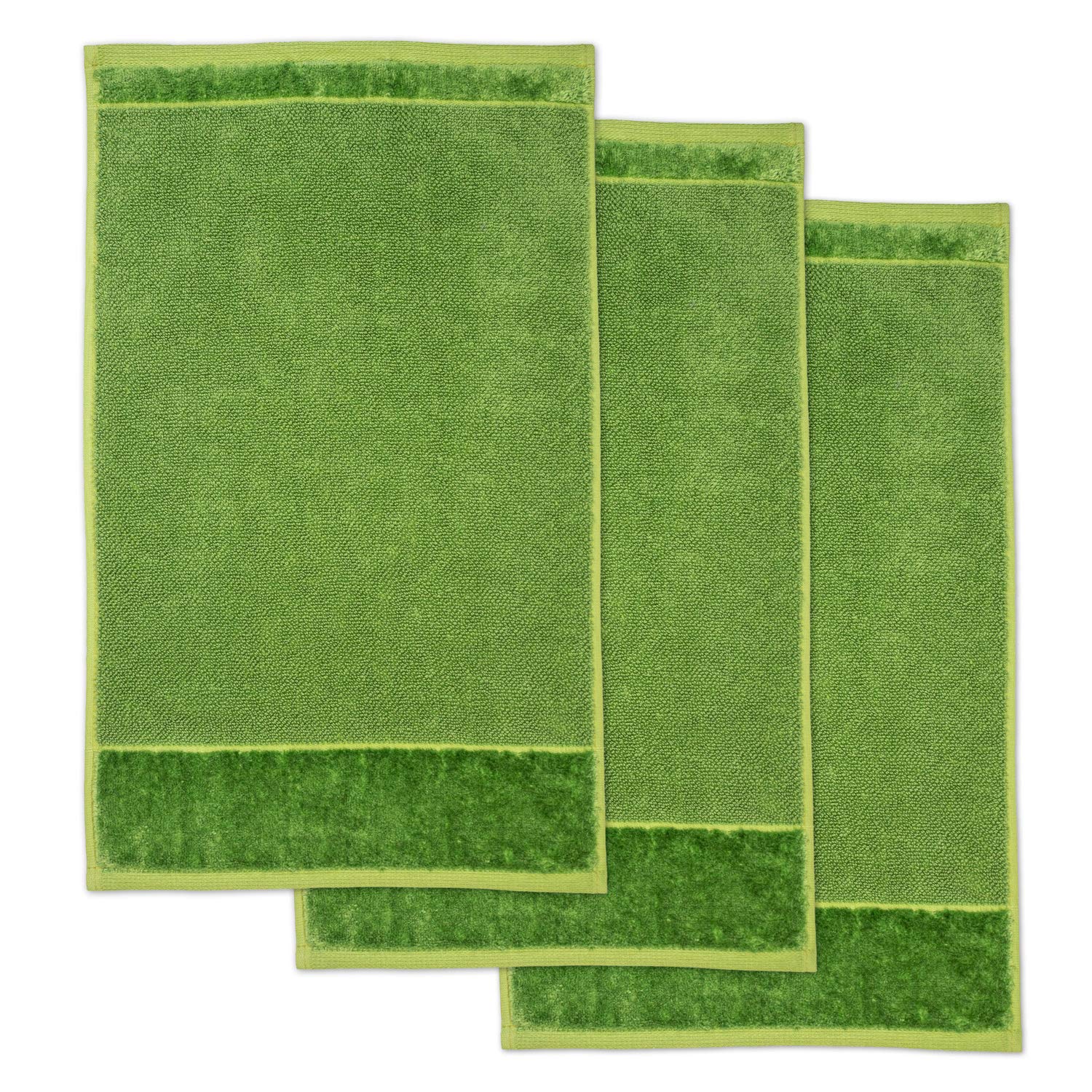Möve Bamboo Luxe set of 3 guest towels 30 x 50 cm made of 60% cotton / 40% viscose from bamboo cellulose, peridot