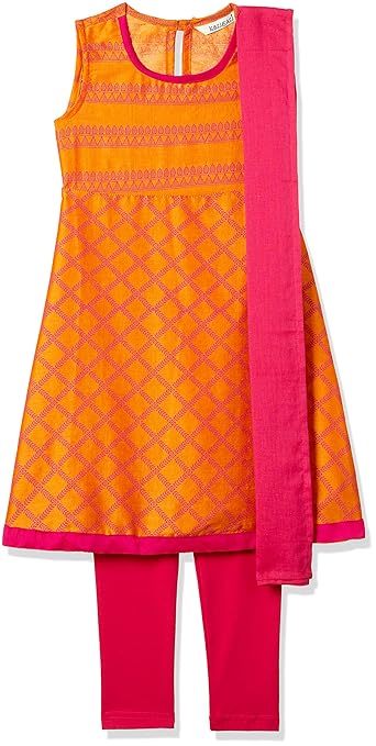 Girls' A Line Regular Fit Cotton Salwar Suit Set
