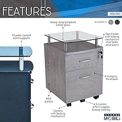 Techni Mobili Rolling File Cabinet with Glass