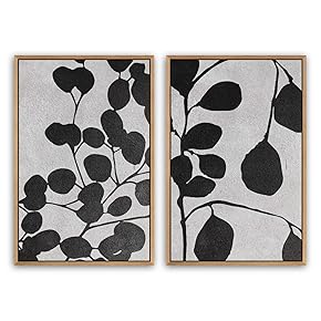 SIGNWIN 2 Piece Framed Canvas Wall Art Black...